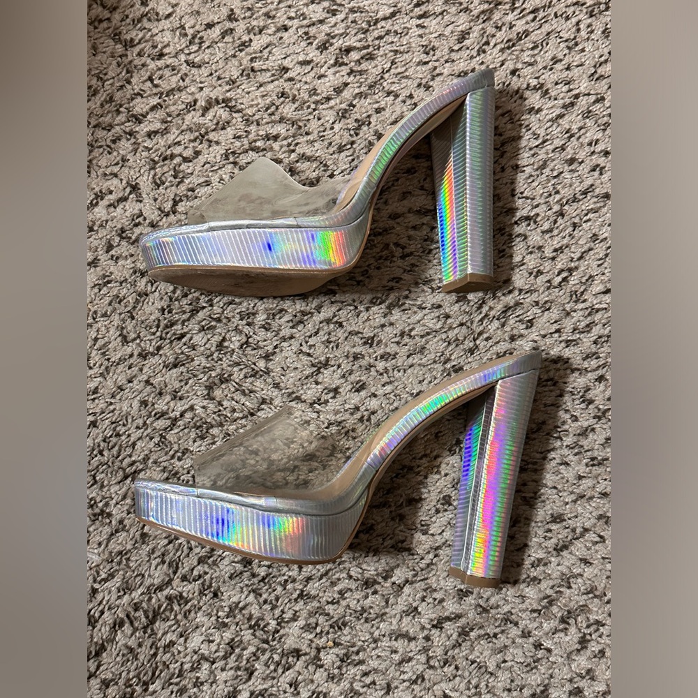 Iridescent platform heels
